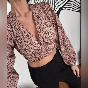 SHEIN Pink Leopard Print Blouse